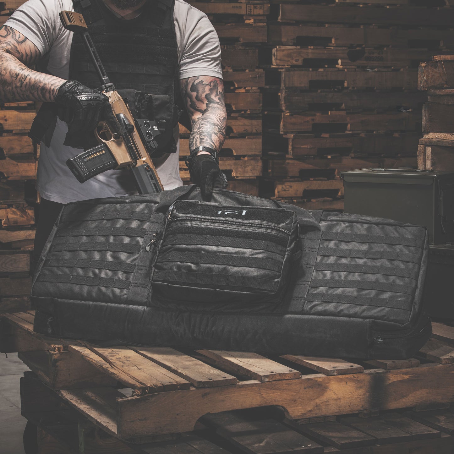 TRT 36" Soft Double Rifle Case w/ Molle, Black