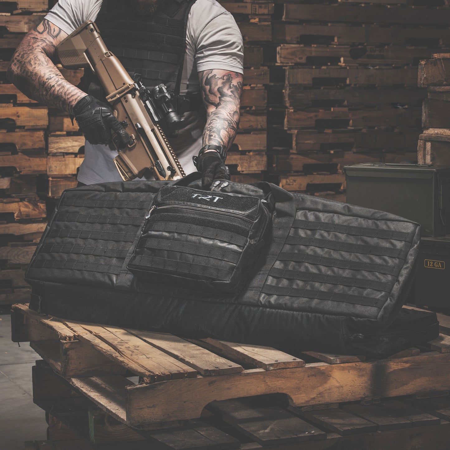 TRT 42" Soft Double Rifle Case w/ Molle, Black