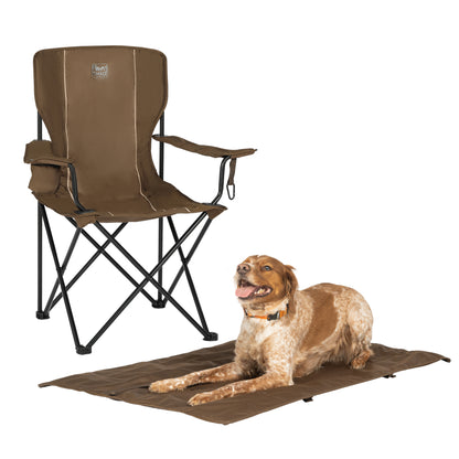 Timber Ridge® Quad Folding Chair with Pet Mat and Leash Attachment, Brown