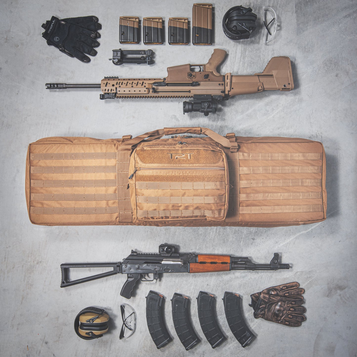 TRT 42" Soft Double Rifle Case w/ Molle, Coyote